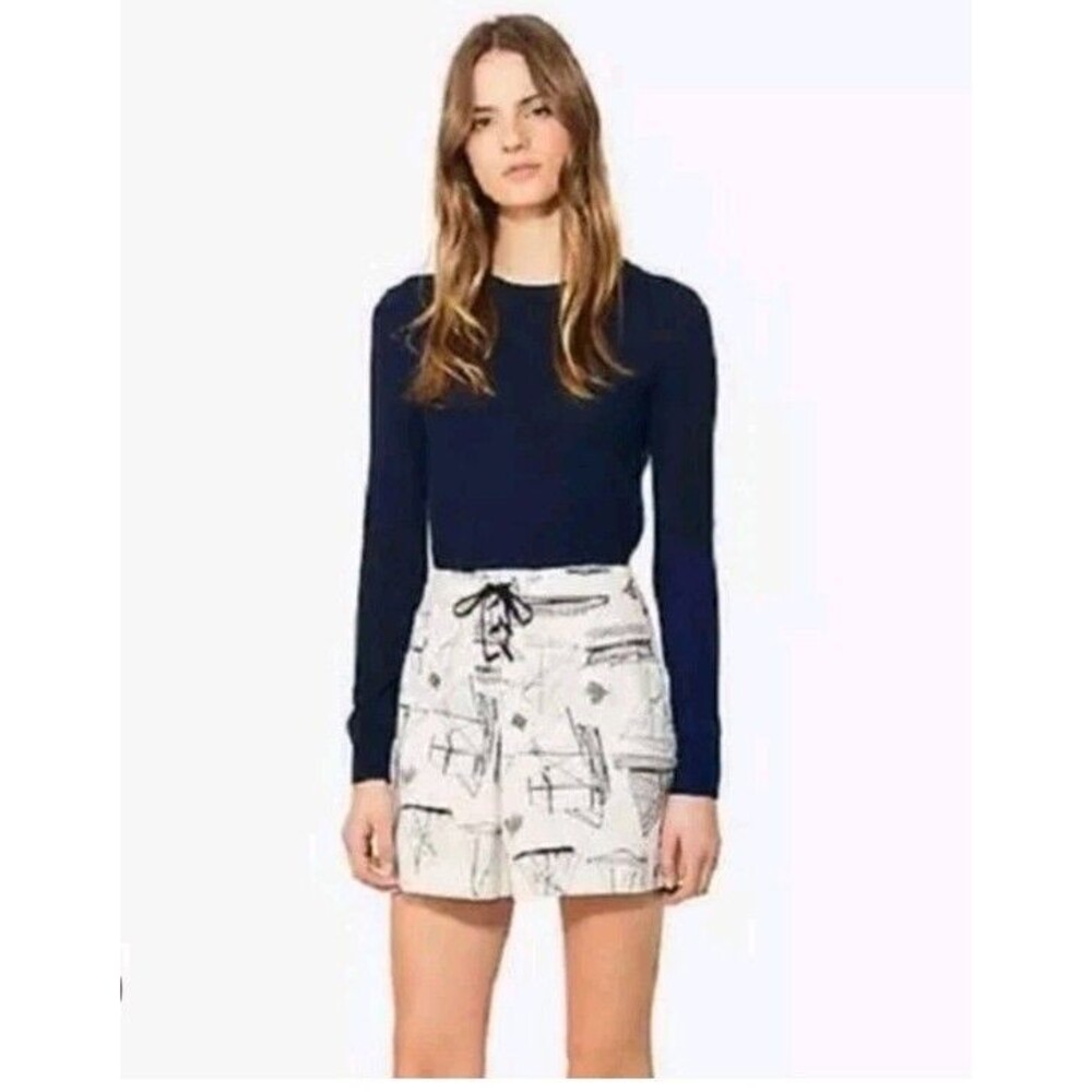 Tory Burch Adrift Nautical Sailboat Shorts Womens Lace Up Sailor Graphic 28